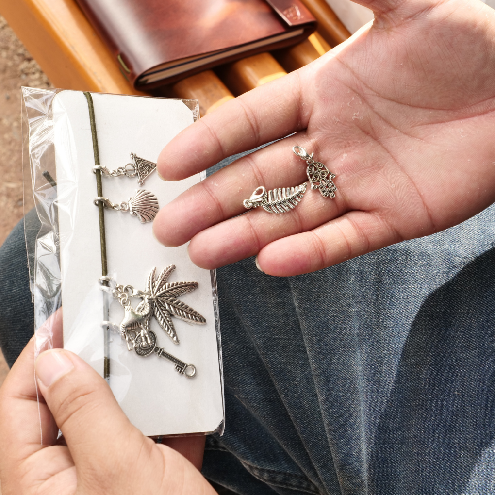 Silver Metal Charm Pendants for Leather covers